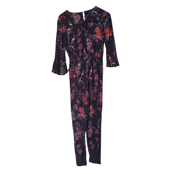 Mauve Anthropologie Purple Floral Faux Wrap Ankle Length Jumpsuit 8 Medium - Picture 4 of 5